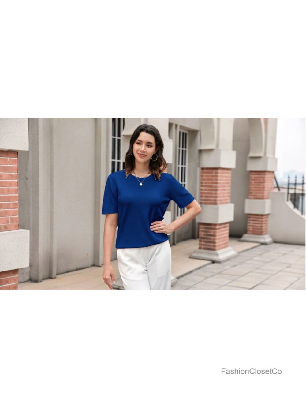 Womens Short Sleeve Lightweight Summer Sweater Crewneck Knit Pullover Casual Top - Picture 6 of 6